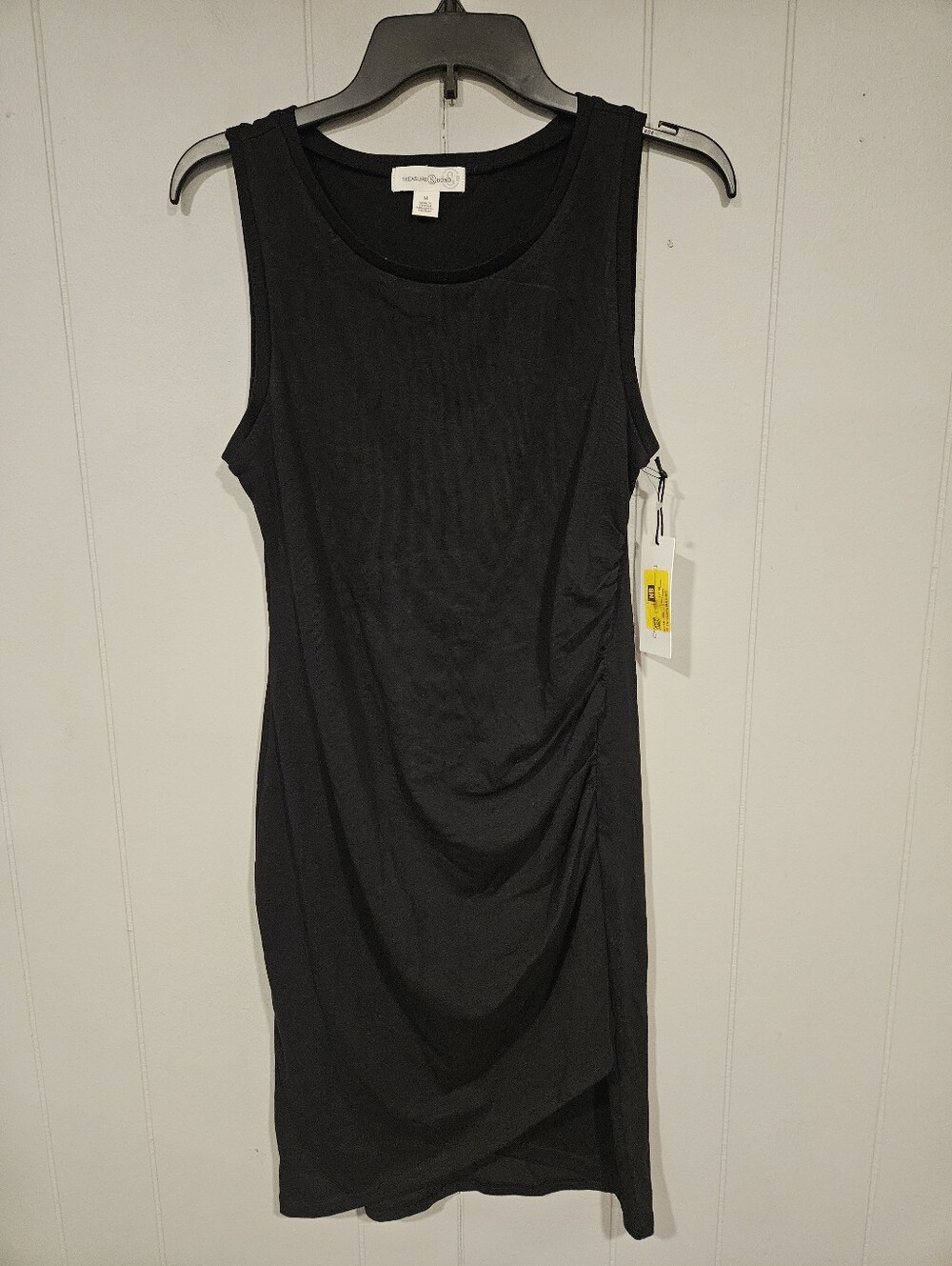 Treasure & Bond Ruched Dress Women's Medium Black Sleeveless Nordstrom NWT